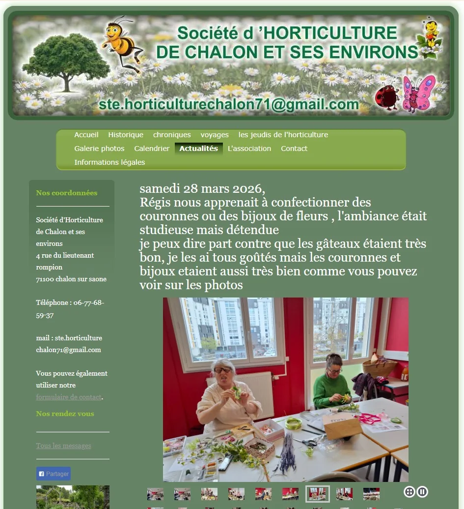 Avant : ancienne version du site de la Société d'Horticulture de Chalon